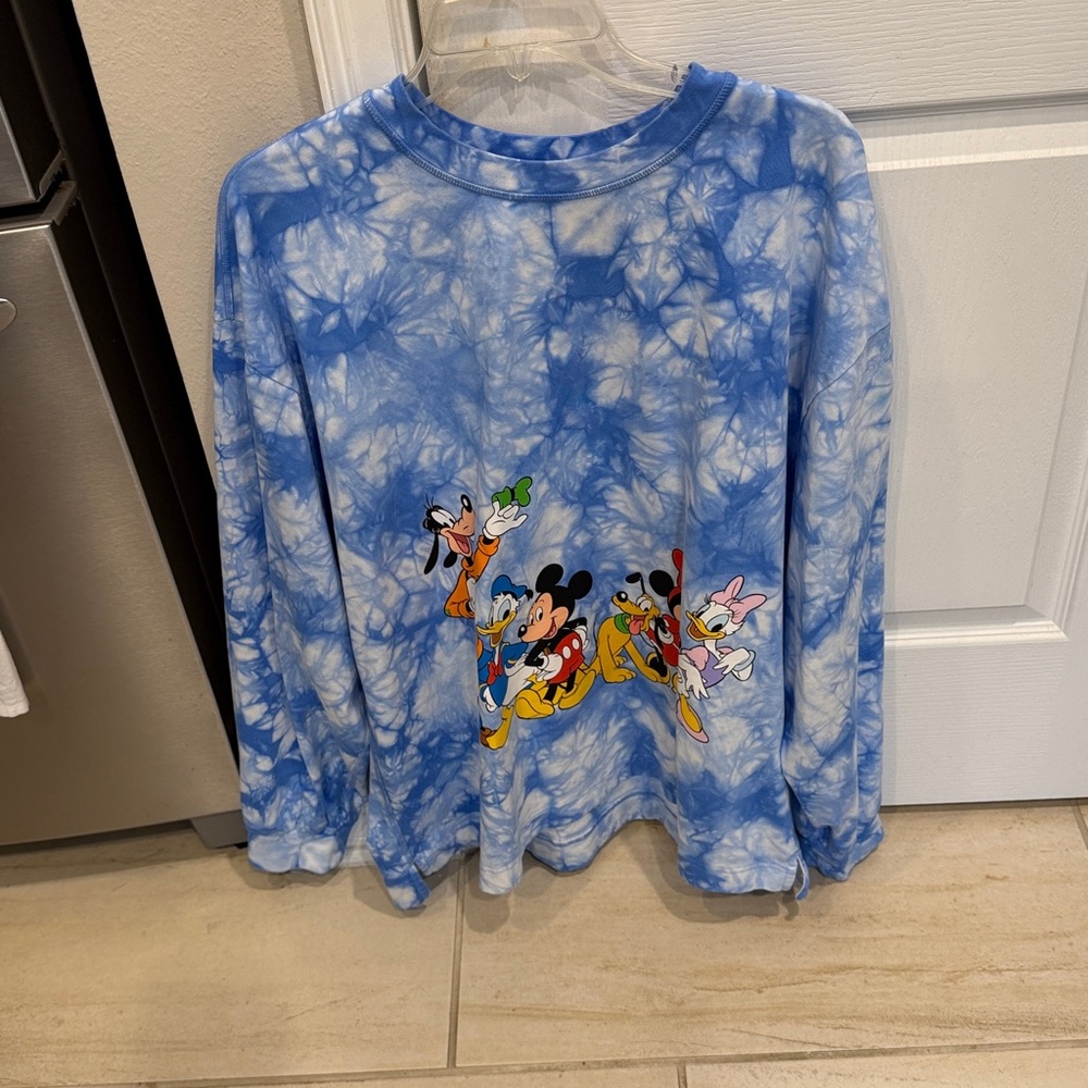 Disney Blue Tie-Dye Jersey from Disneyland resort with Mickey and friends size L